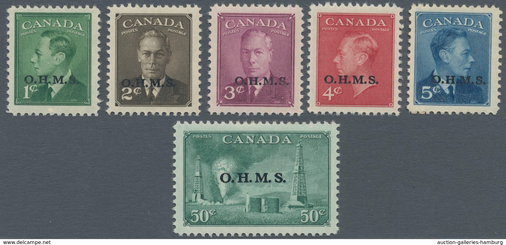 Canada - Dienstmarken: 1949/1950, KGVI Definitives With Black Opt. 'O.H.M.S.' Two Complete Sets Incl - Sobrecargados