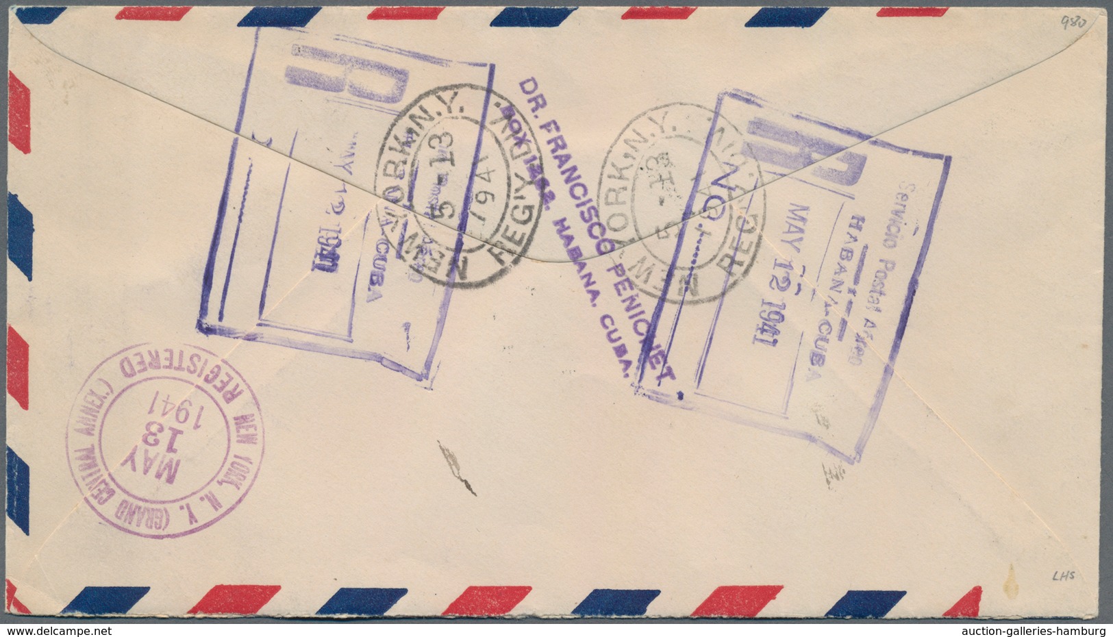 Cuba: 1941, Airmail Letter Franked With Pair 5 C. And 10 C Airmail Stamp With Double Overprint Sent - Other & Unclassified