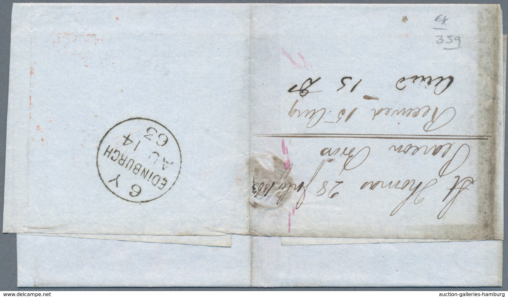 Dänisch-Westindien: 1863, "ST. THOMAS PAID" Red Circle Postmark On Folded Letter Via London (red "Lo - Denmark (West Indies)