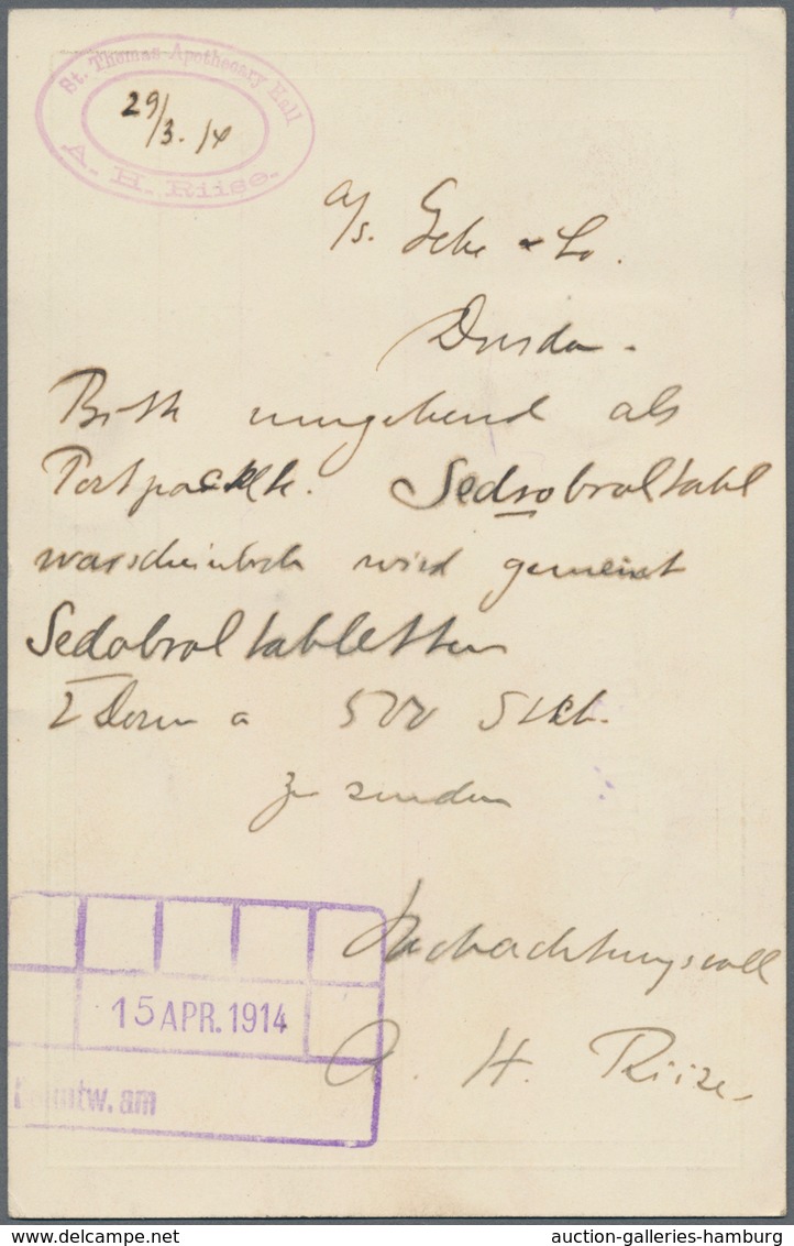 Dänisch-Westindien: 1893/1914 Three Postal Stationery Cards Sent From St. Thomas To Dresden, Germany - Deens West-Indië