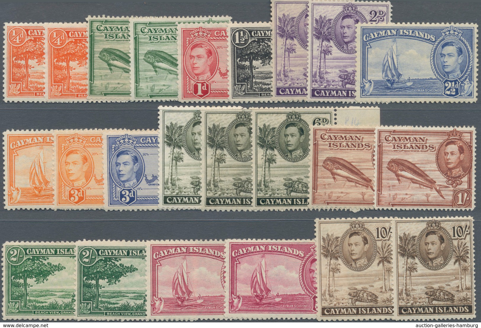 Kaiman-Inseln / Cayman Islands: 1938/1948, KGVI Pictorial Definitives Complete Set Of 14 And Additio - Cayman Islands