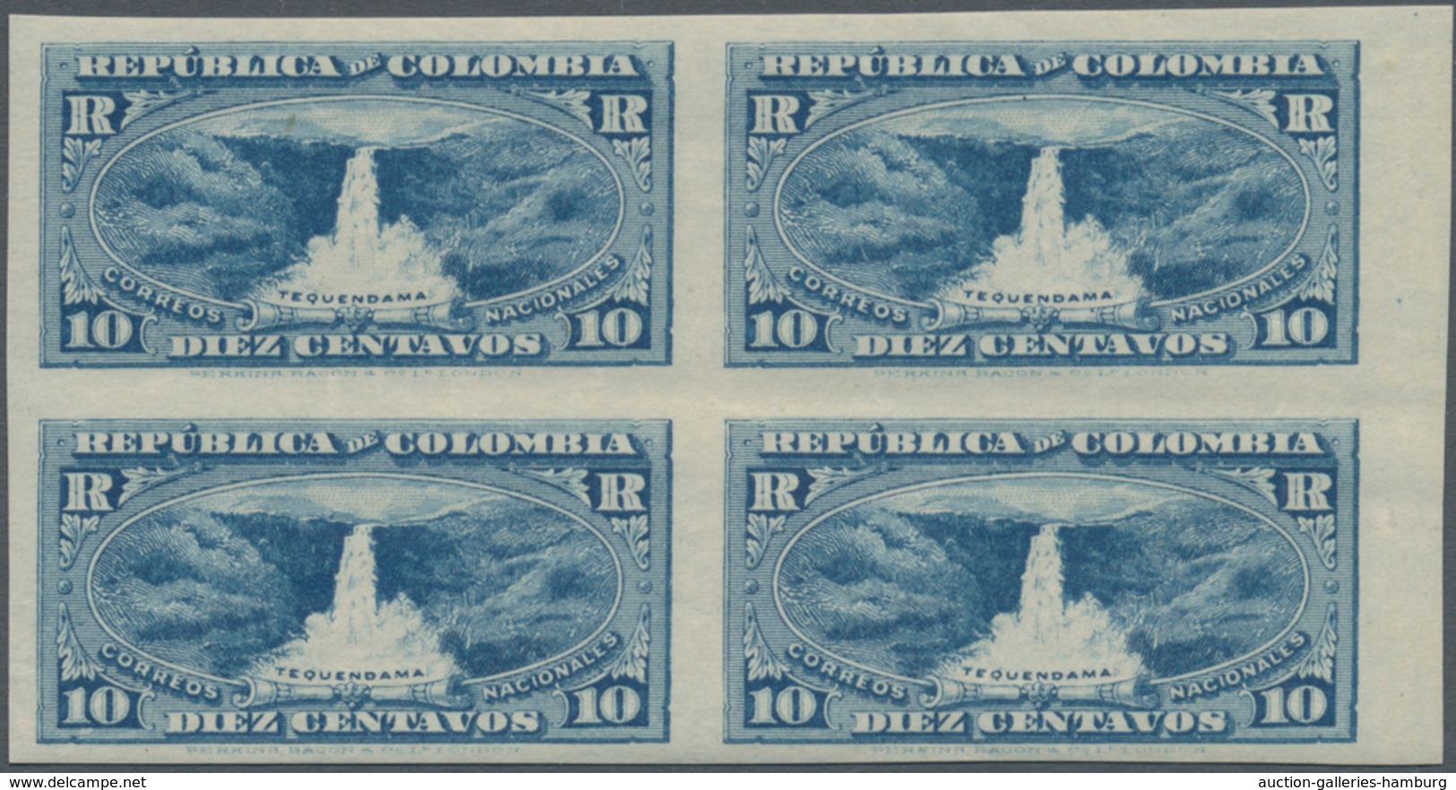 Kolumbien: 1917, 10 C. Registration Stamps In Unperforated Block Of Four. Very Fine Mnh. - Kolumbien