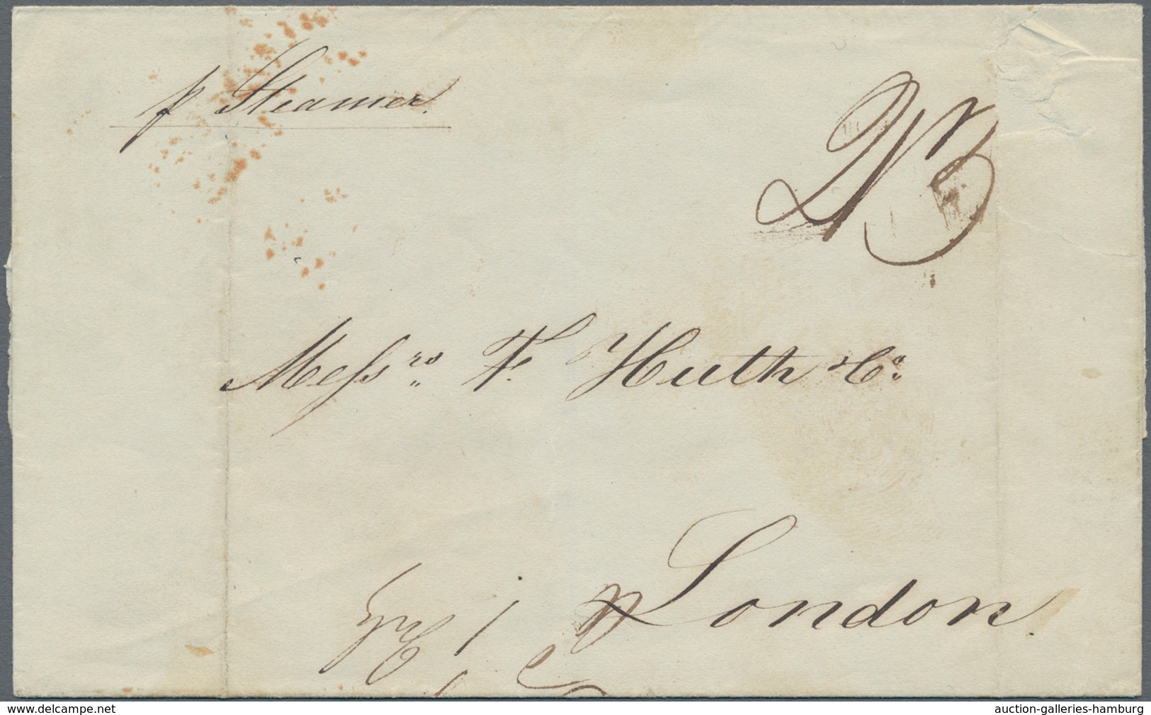 Mexiko: 1842, Folded Letter From British Post Office "TAMPICO AP 29 1842" Taxed "2/3" With LONDON Ar - México