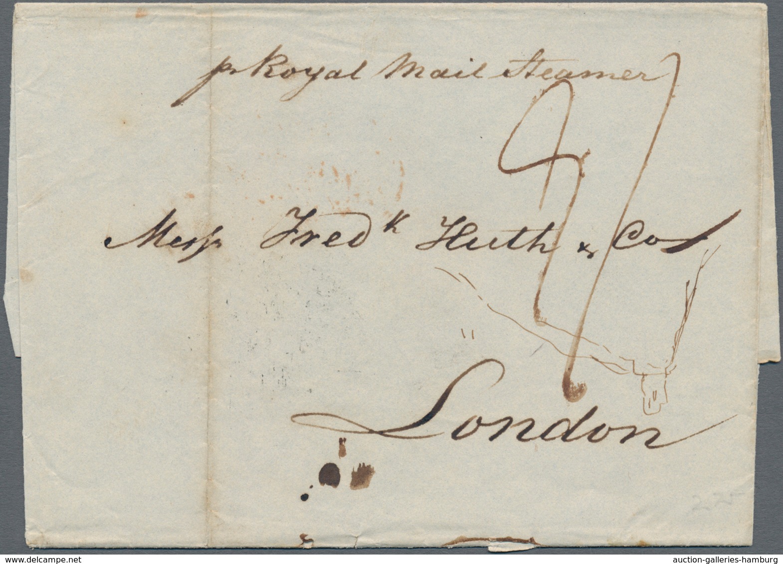 Mexiko: 1868, Folded Letter With VERA CRUZ British Post Office Mark "per Royal Mail Steamer" With Hi - Mexique