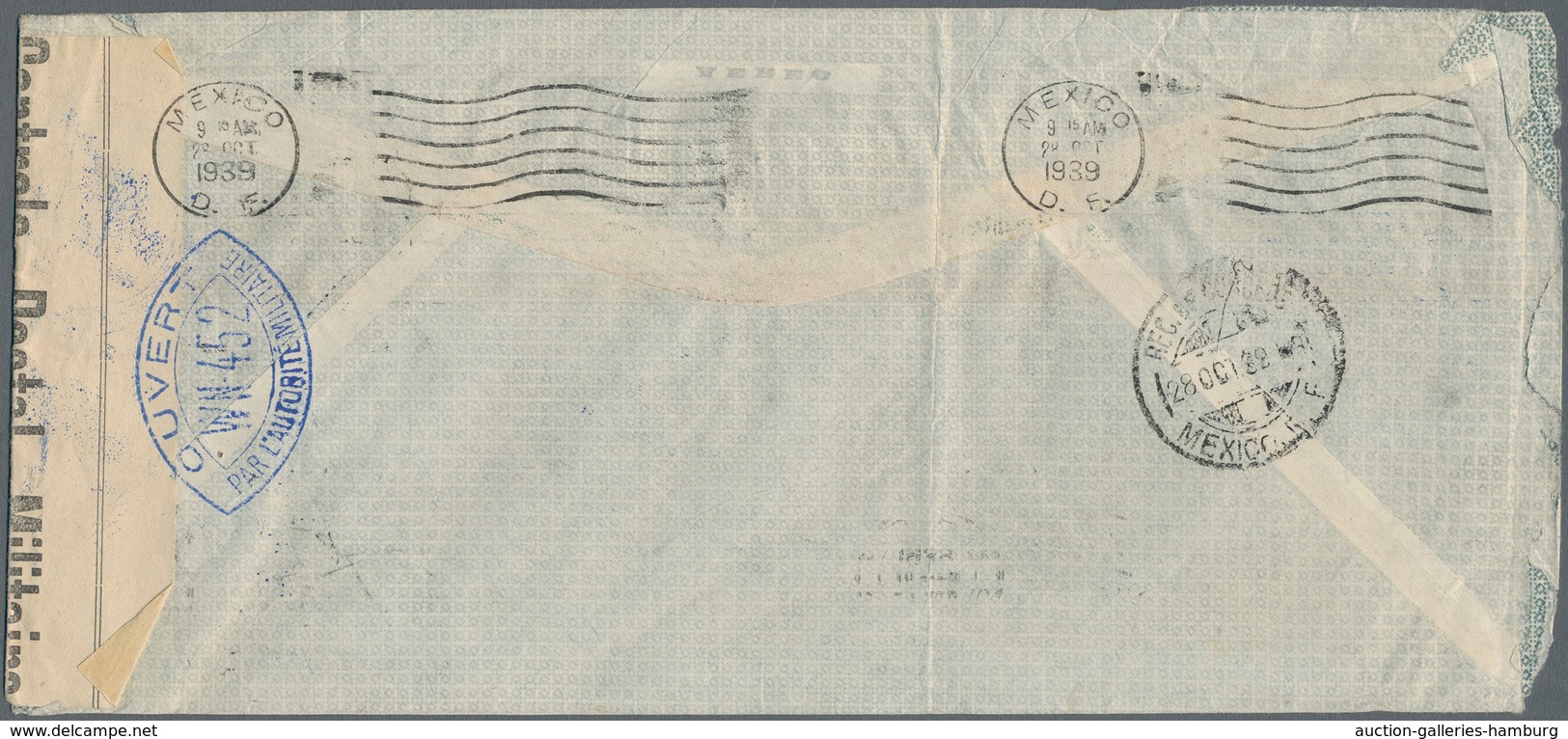 Mexiko: 1939, Airmail Cover From "MEXICO 24.AUG 39" To Nuremberg/Germany. The Airmail Route To Germa - Mexique