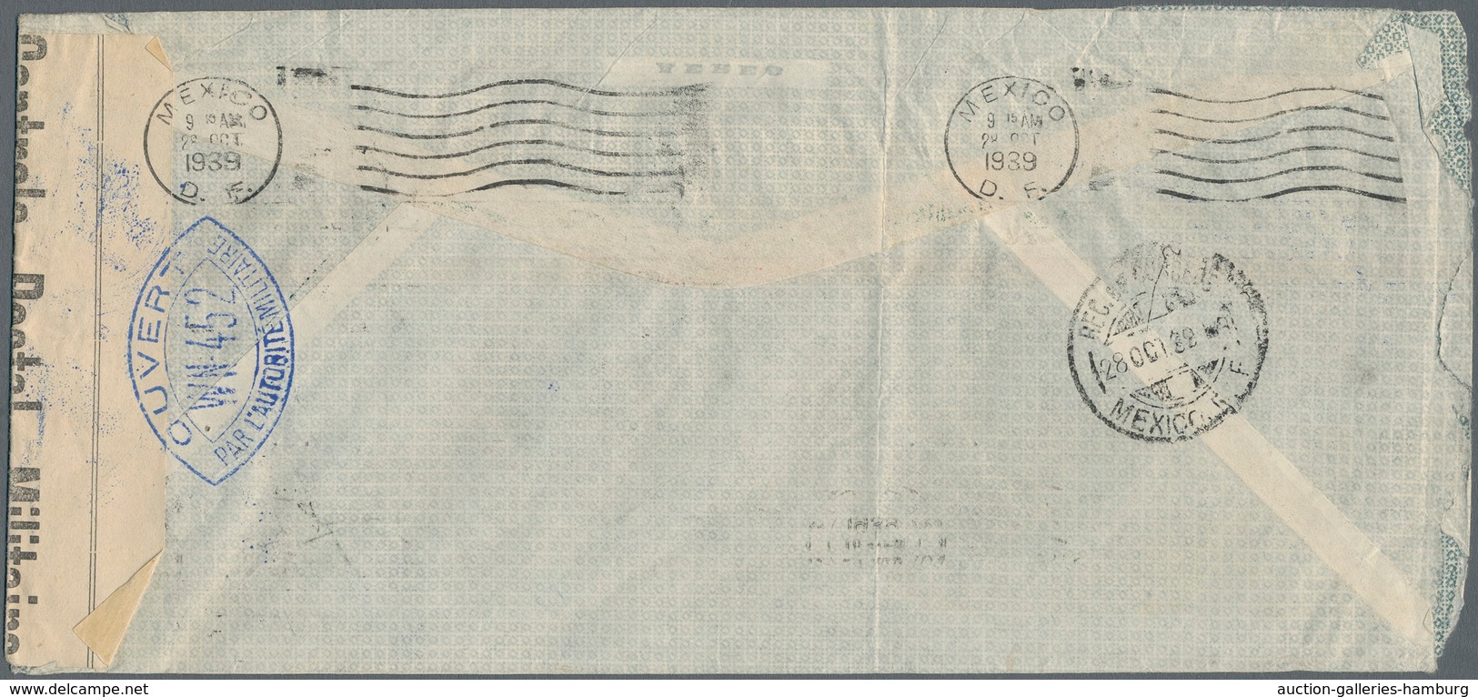 Mexiko: 1939, Airmail Cover From "MEXICO 24.AUG 39" To Nuremberg/Germany. The Airmail Route To Germa - Mexico