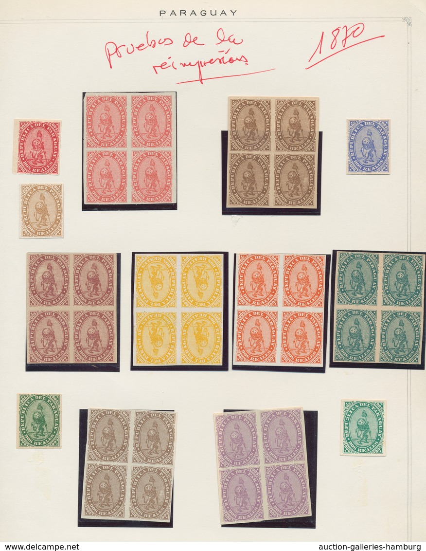 Paraguay: 1870, First "lion" Issue, Colour Proofs Of The Imperforate Dos Reales Reprints, 113 Items - Paraguay