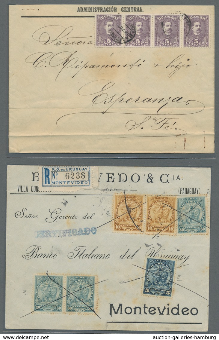 Paraguay: 1898-1910, 5 Letters And One Postcard With Different Frankings (mainly 6th "lion" Issue) I - Paraguay