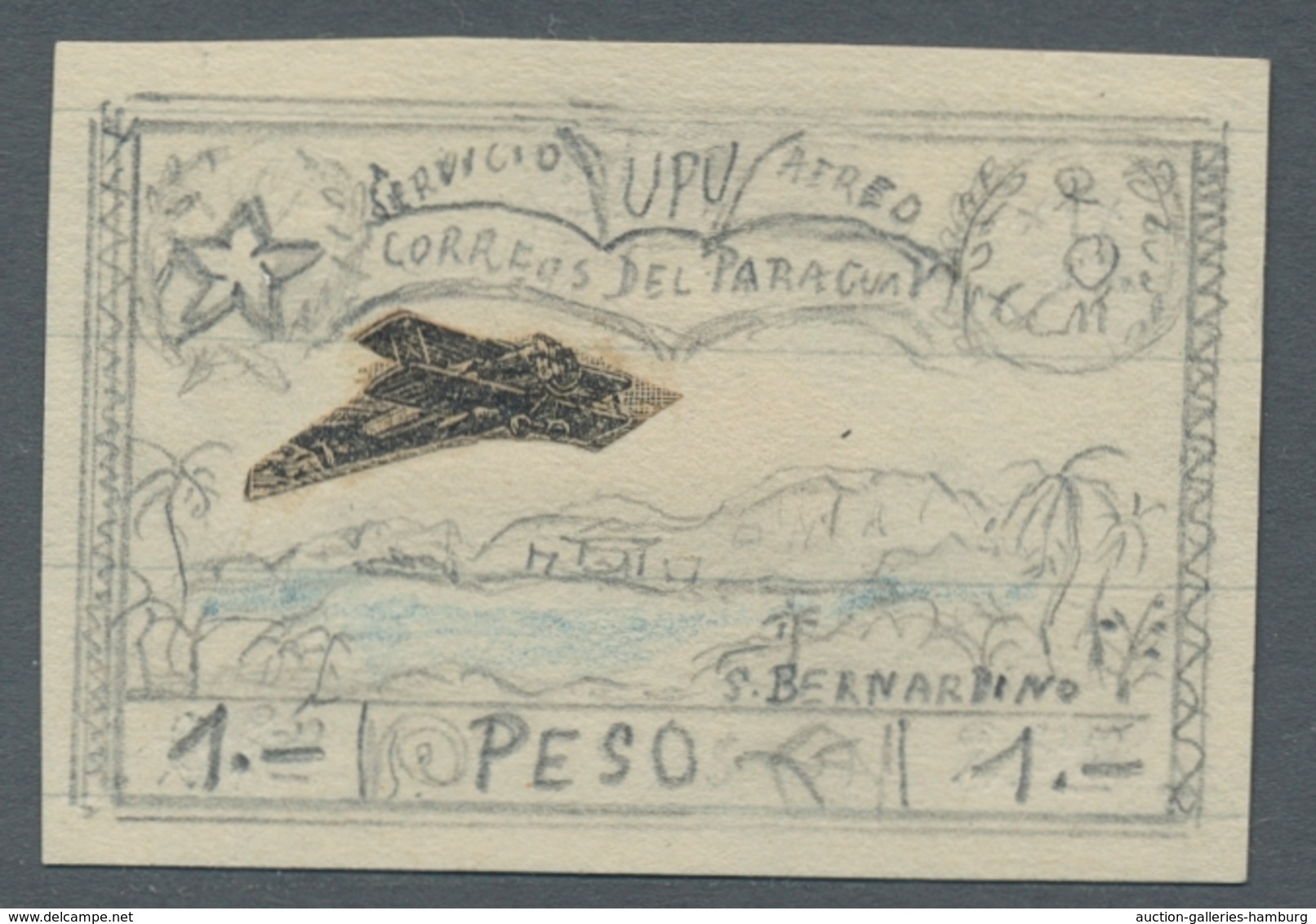 Paraguay: 1932, Zeppelin Issue. Artist`s Designs For The Issue. Some Drawings For The Stamps And The - Paraguay