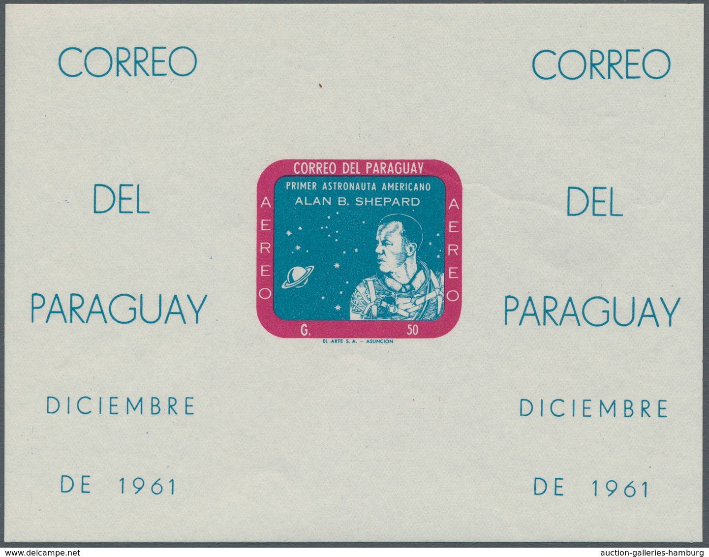 Paraguay: 1961, "Alan B. Shepard Imperforated", Mint Never Hinged Set And Miniatur Sheet, Very Fresh - Paraguay