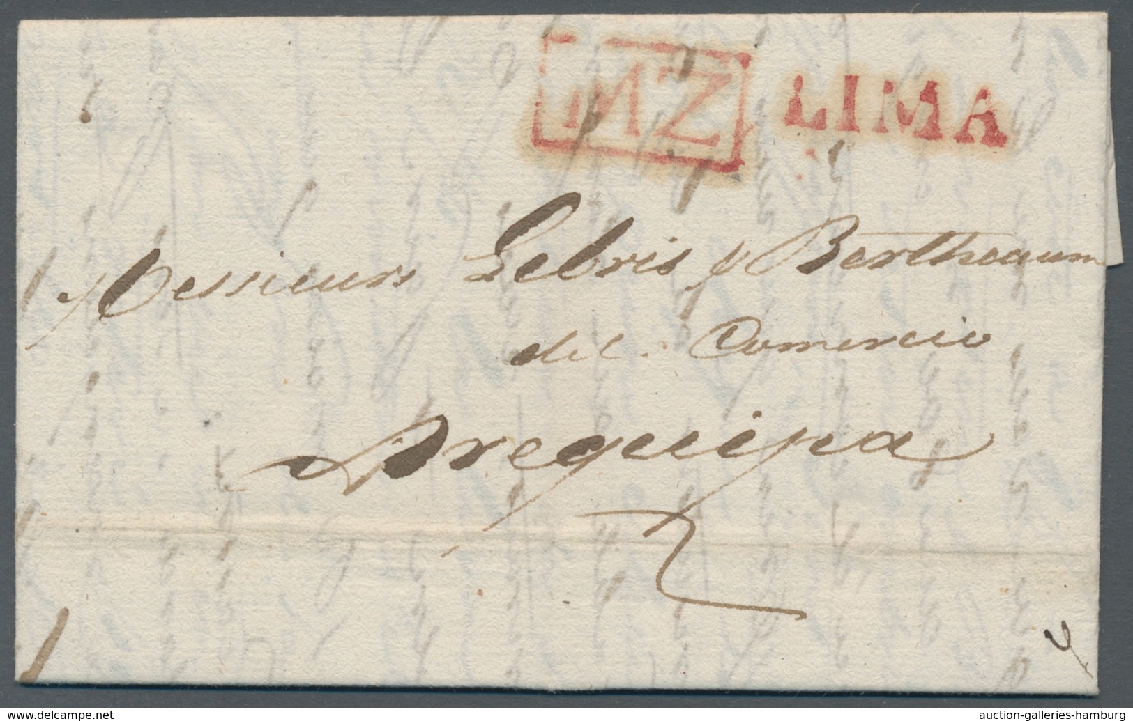 Peru: 1826, Attractive Pre-philatelic Letter With Full Content, Run Inside Peru From Lima To Arequip - Pérou