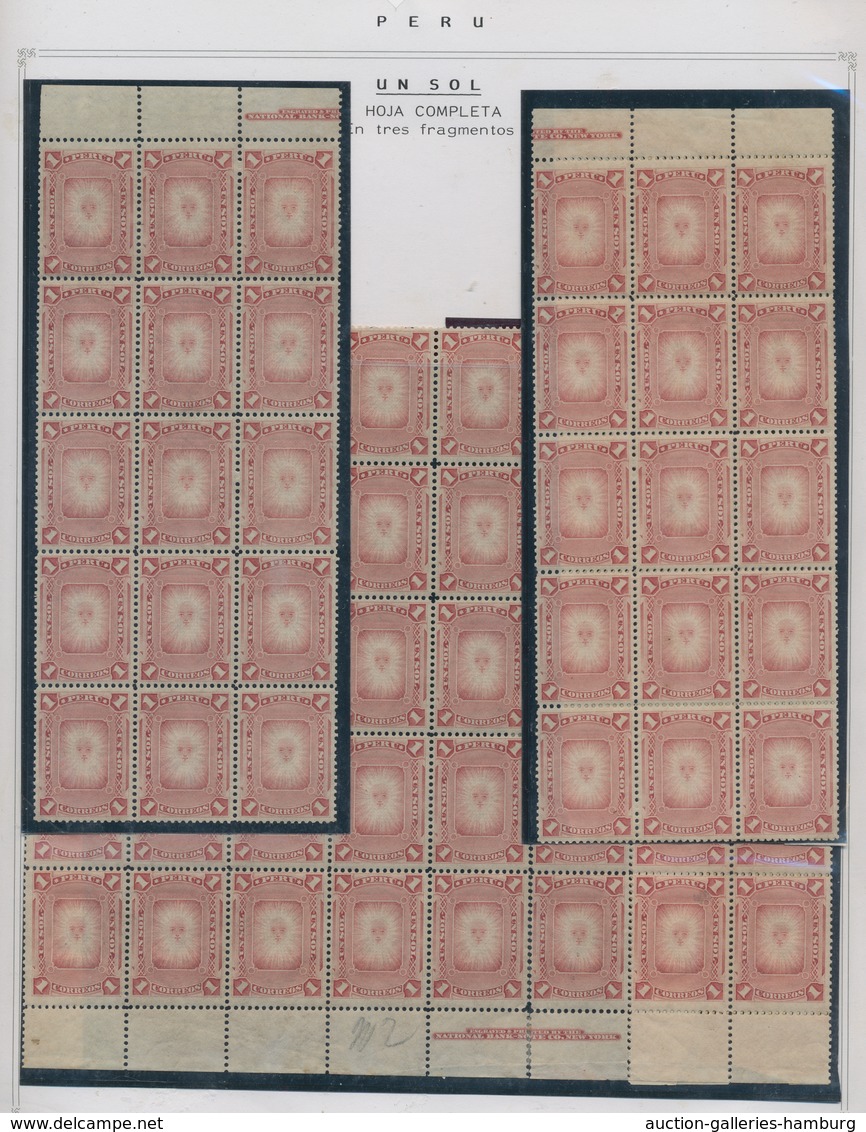 Peru: 1874 Issue, Large Units Of Most Values Often Unmounted Mint Including 1 Sol Rose, 90 Stamps In - Pérou