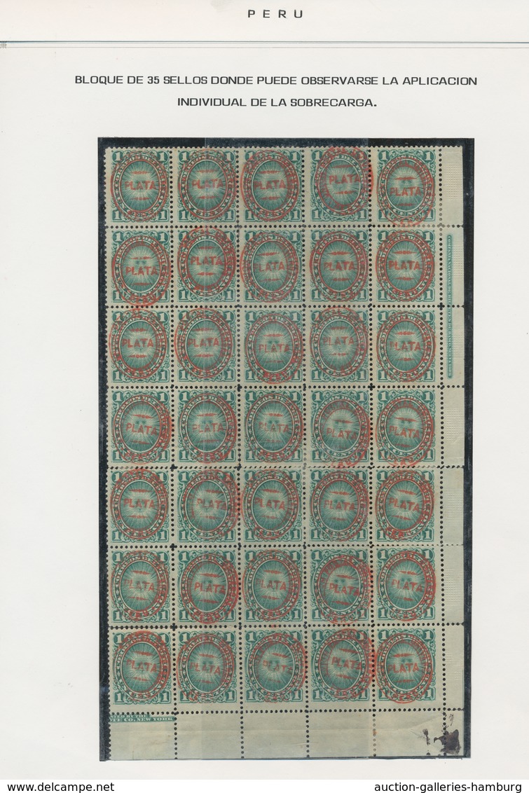 Peru: 1874 Issue, Large Units Of Most Values Often Unmounted Mint Including 1 Sol Rose, 90 Stamps In - Pérou