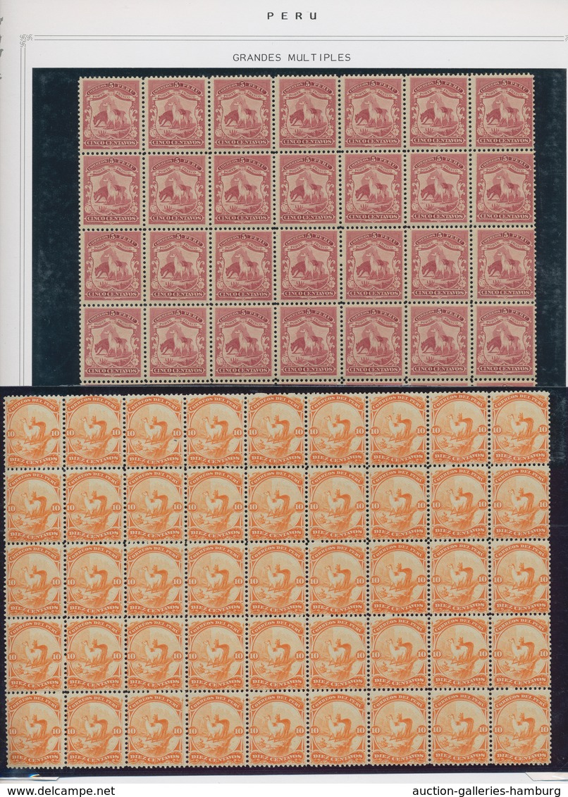 Peru: 1874 Issue, Large Units Of Most Values Often Unmounted Mint Including 1 Sol Rose, 90 Stamps In - Pérou