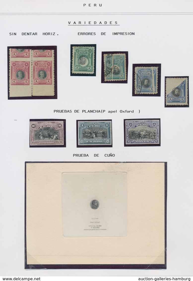 Peru: 1895-1921, Specialised Collection On Written-up Album Pages Ex Bustamante. Comprises Large Uni - Peru