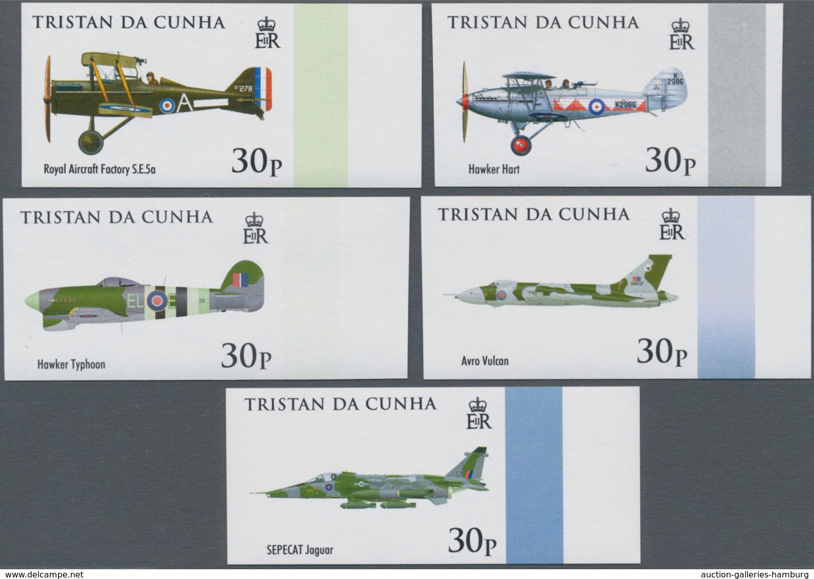 Tristan Da Cunha: 2008, 90 Years Royal Air Force (RAF) Complete IMPERFORATE Set Of Five And The Impe - Tristan Da Cunha