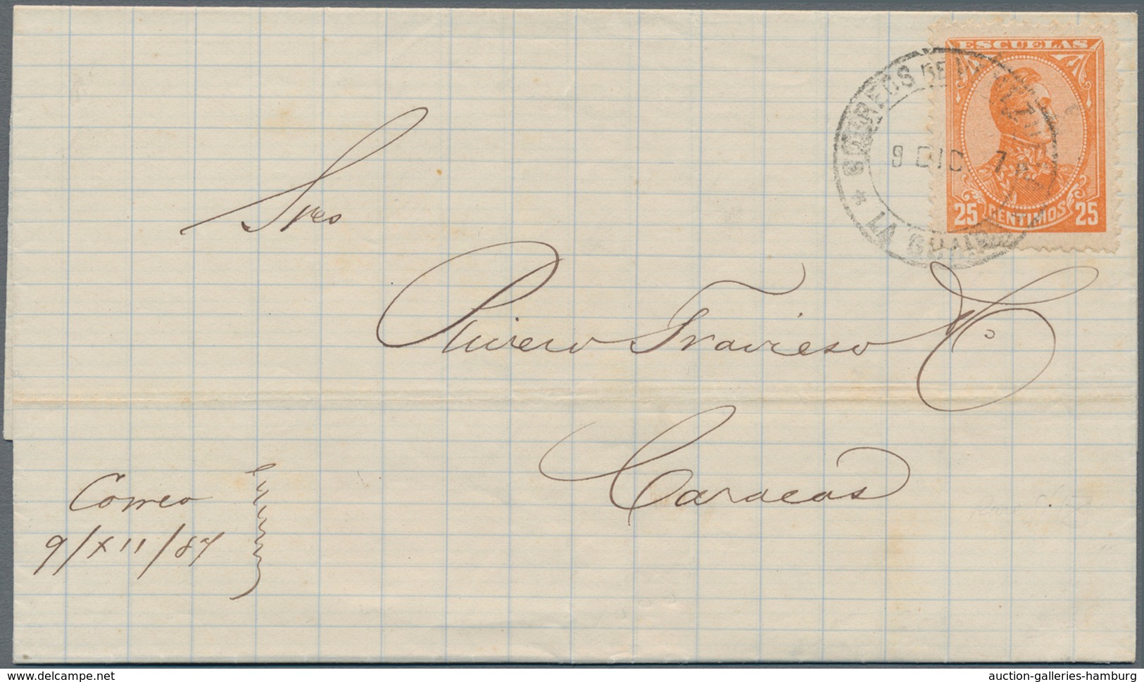 Venezuela: 1882, Two Covers With Tax Stamps Used As Postage Stamps (ESCUELAS) Bearing 25 C. Yellow R - Venezuela