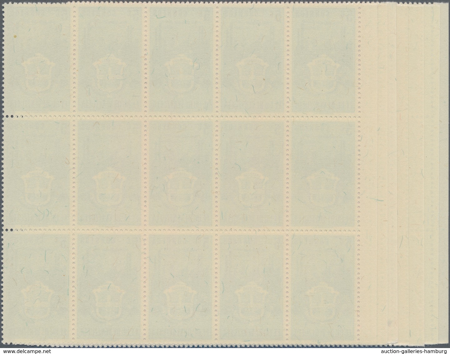 Venezuela: 1951, Coat Of Arms 'CARABOBO‘ Normal Stamps Complete Set Of Seven In Blocks Of 15 From Le - Venezuela