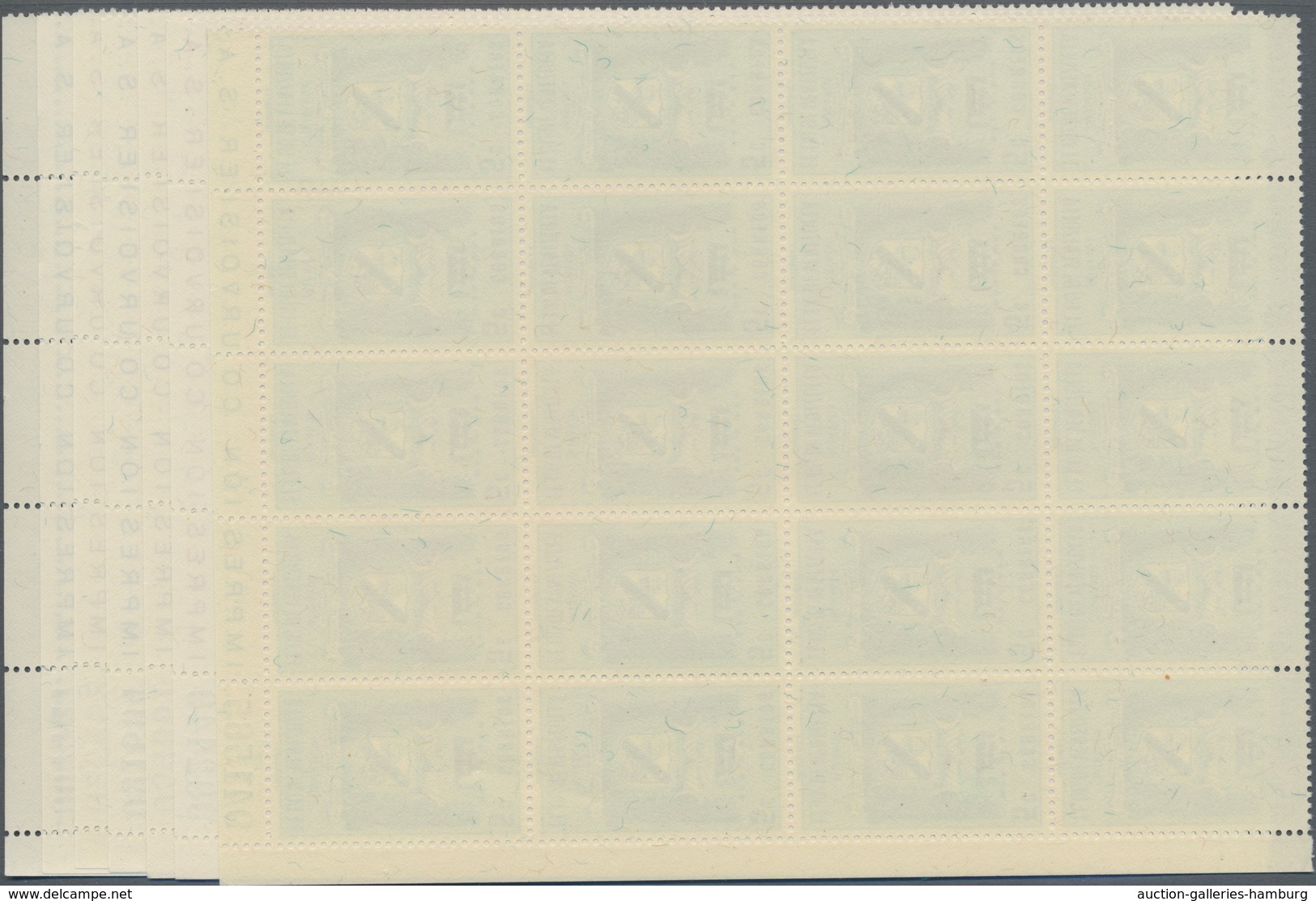 Venezuela: 1952, Coat Of Arms 'MIRANDA‘ Normal Stamps Complete Set Of Seven In Blocks Of 20 From Low - Venezuela