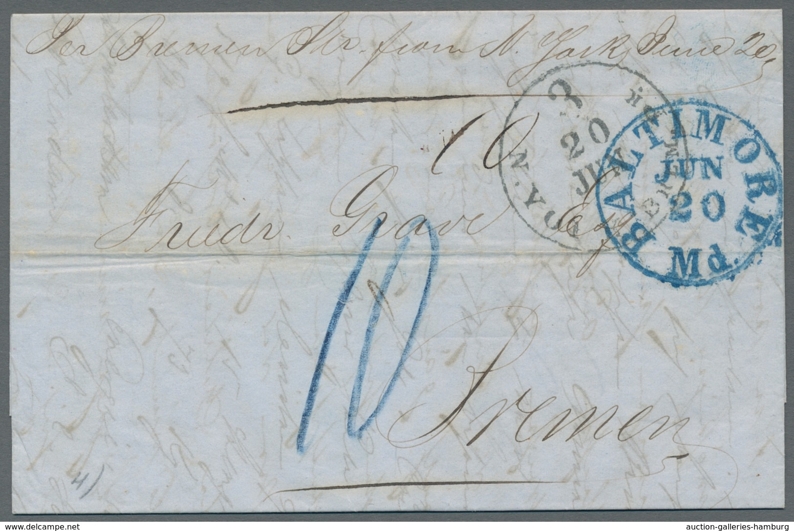 Vereinigte Staaten Von Amerika - Stampless Covers: 1863-1865, Two Horizontally Folded Stampless Lett - …-1845 Voorfilatelie