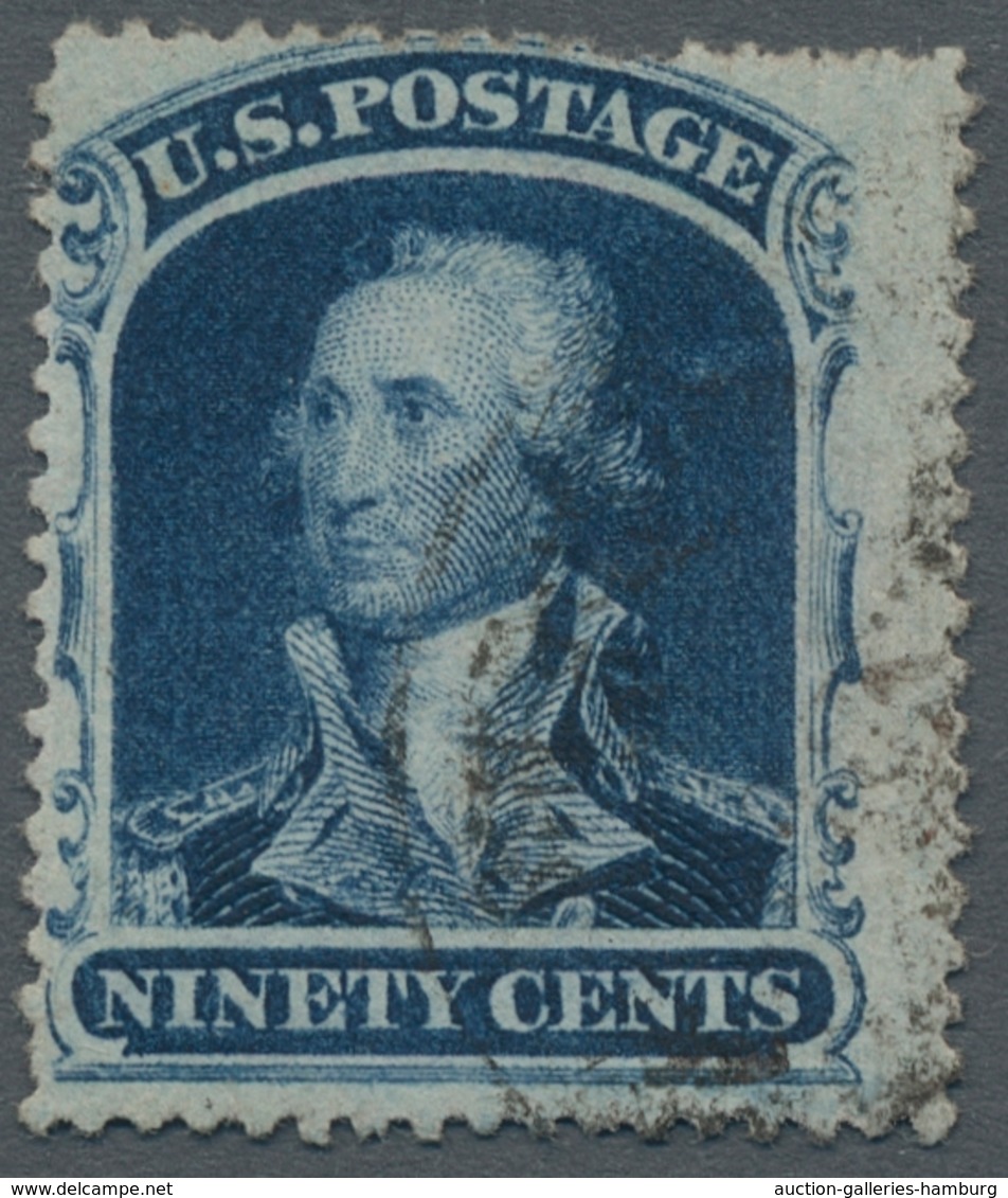 Vereinigte Staaten Von Amerika: 1857, "NINETY CENTS (dark)blue", Very Deep Colored Stamp With Clear - Otros & Sin Clasificación