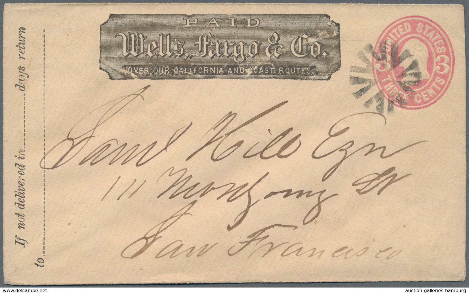Vereinigte Staaten Von Amerika - Ganzsachen: 1869/1899, Four Different "Wells Fargo" Stationery Enve - Otros & Sin Clasificación