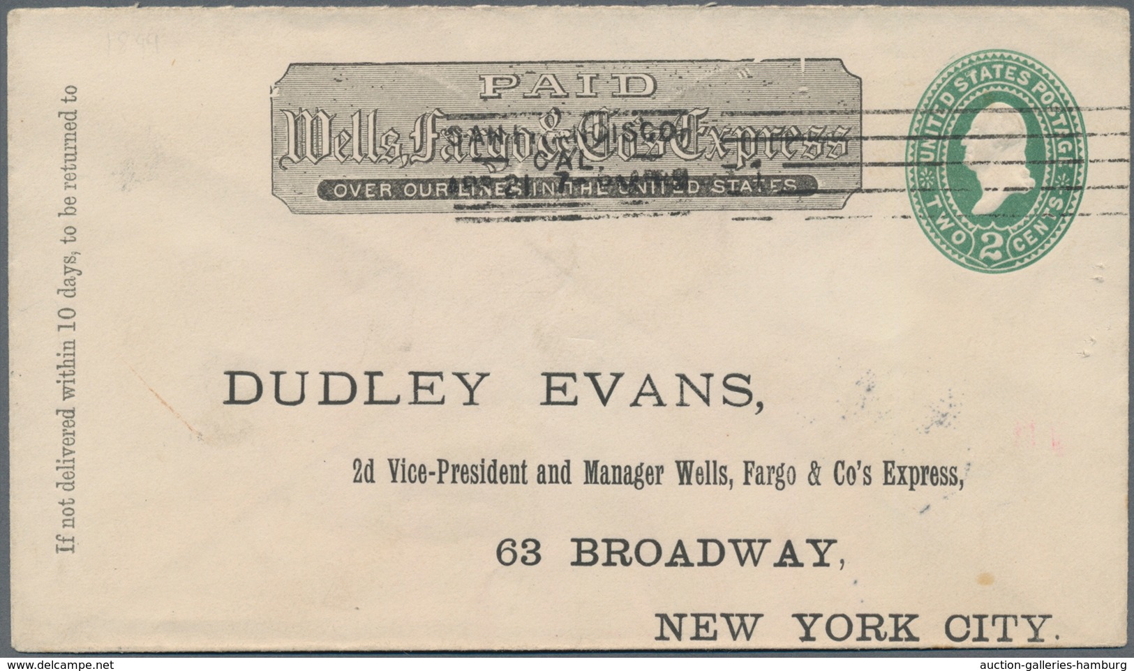 Vereinigte Staaten Von Amerika - Ganzsachen: 1869/1899, Four Different "Wells Fargo" Stationery Enve - Andere & Zonder Classificatie