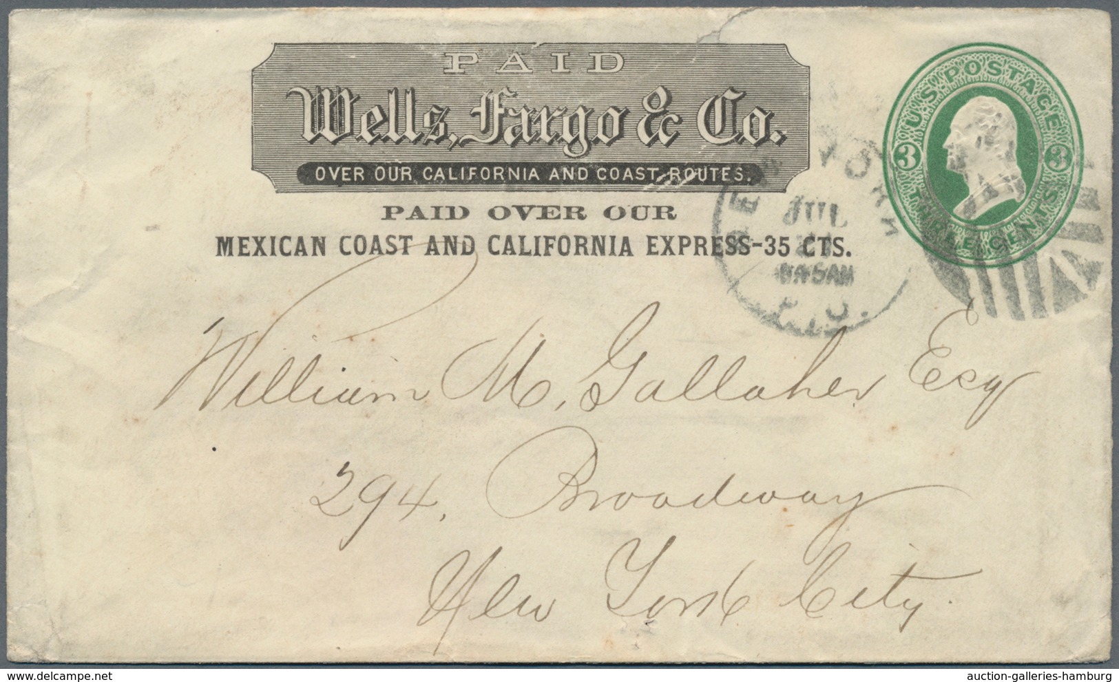Vereinigte Staaten von Amerika - Ganzsachen: 1869/1899, four different "Wells Fargo" stationery enve