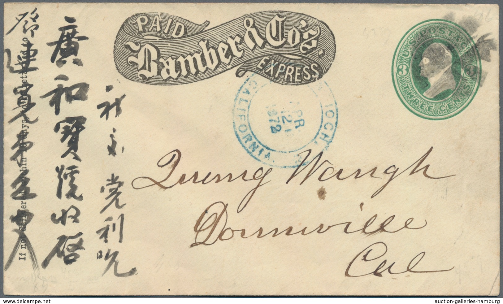 Vereinigte Staaten Von Amerika - Ganzsachen: 1872, 3 Cent Stationery Envelope Imprinted "PAID Bamber - Sonstige & Ohne Zuordnung