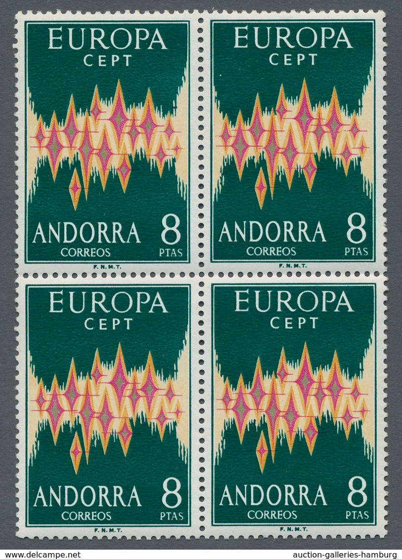 Andorra - Spanische Post: 1972, CEPT Issue Of Spanish Andorra Mint Never Hinged Block Of Four With P - Sonstige & Ohne Zuordnung