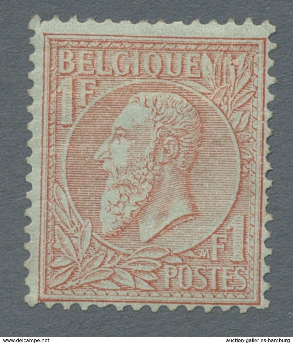 Belgien: 1884, "1 Fr. Braunrot Auf Grünlich", Farbfrischer Ungebrauchter Wert Mit Falzrest, Zähnung - Cartas & Documentos