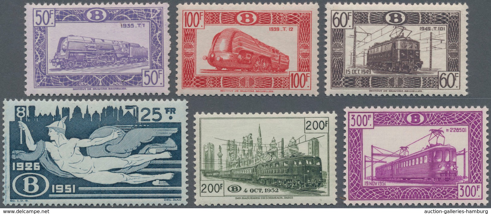 Belgien - Eisenbahnpaketmarken: 1949 - 1952, Komplette Postfrische Serie Lokomotiven. - Reisgoedzegels [BA]