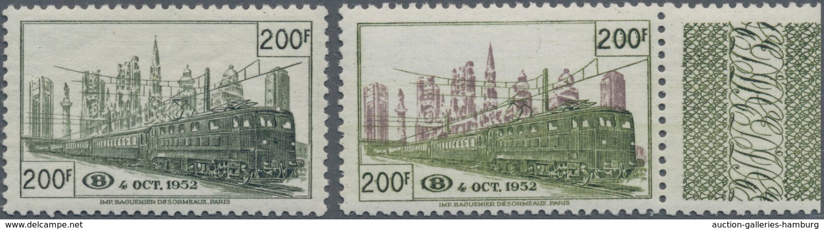 Belgien - Eisenbahnpaketmarken: 1953, Nord-Süd-Verbindung In Brüssel, "200 Fr Inbetriebnahme" Und "2 - Gepäck [BA]