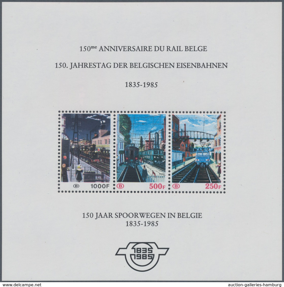 Belgien - Eisenbahnpaketmarken: 1985, 7 Mint Miniature Sheets "150 Years Of Railways In Belgium" (ea - Gepäck [BA]