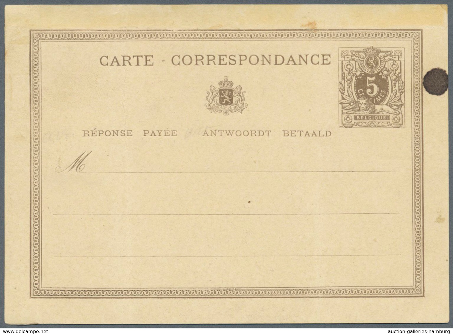 Belgien - Ganzsachen: 1873, Reply Card 5c. + 5c., Group Of Three Proofs: Asking And Reply Part In Is - Other & Unclassified