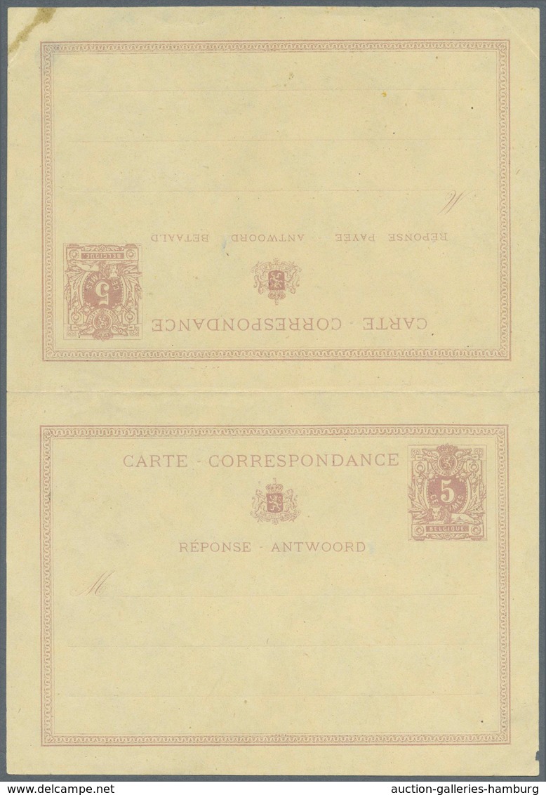 Belgien - Ganzsachen: 1873, Reply Card 5c. + 5c., Group Of Three Proofs: Asking And Reply Part In Is - Sonstige & Ohne Zuordnung