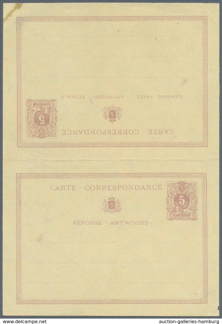 Belgien - Ganzsachen: 1873, Reply Card 5c. + 5c., Group Of Three Proofs: Asking And Reply Part In Is - Andere & Zonder Classificatie