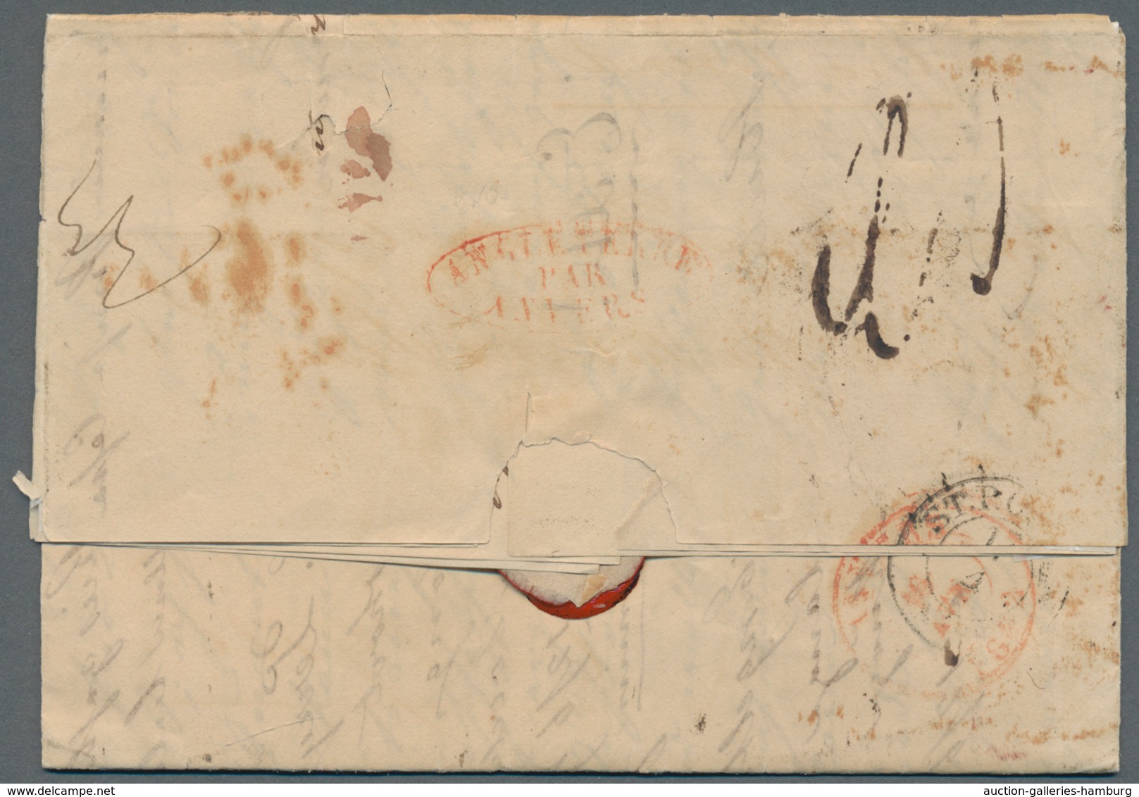 Belgien - Besonderheiten: 1842, "Shipletter P. Antwerp Steamer" Handwritten On Complete Folded Lette - Other & Unclassified