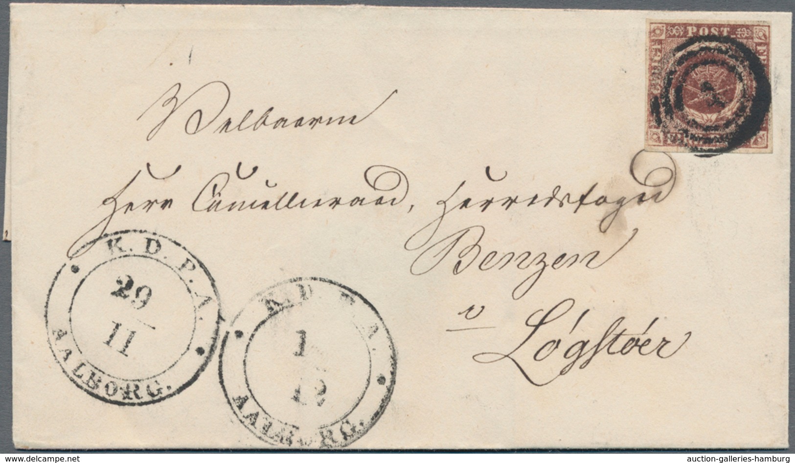 Dänemark: 1851 Issue 4RBS, Thiele, Very Fine With Four Wide Margins Tied By Numeral „4“ On Cover Sho - Lettres & Documents