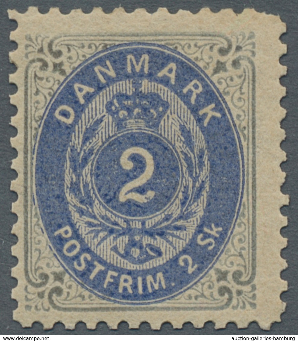 Dänemark: 1871, "2 Sk. Grey/ultramarine With Line Perforation 12 ½", Mint Value Of The First Print O - Brieven En Documenten