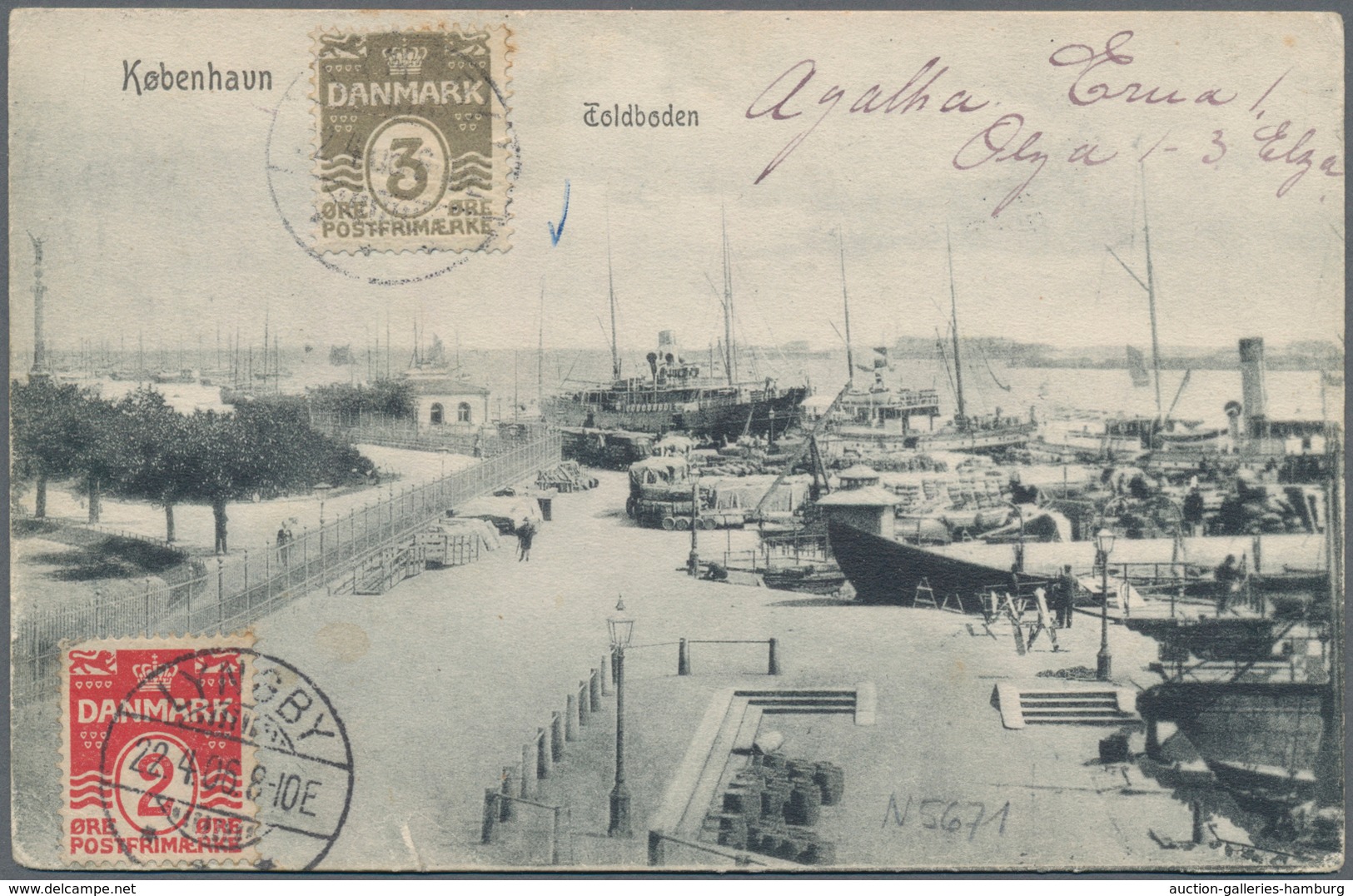 Dänemark: 1906, Picture Postcard Copenhagen Harbour From Lyngby Via Dar Es Salaam To Lake Tanganyika - Briefe U. Dokumente