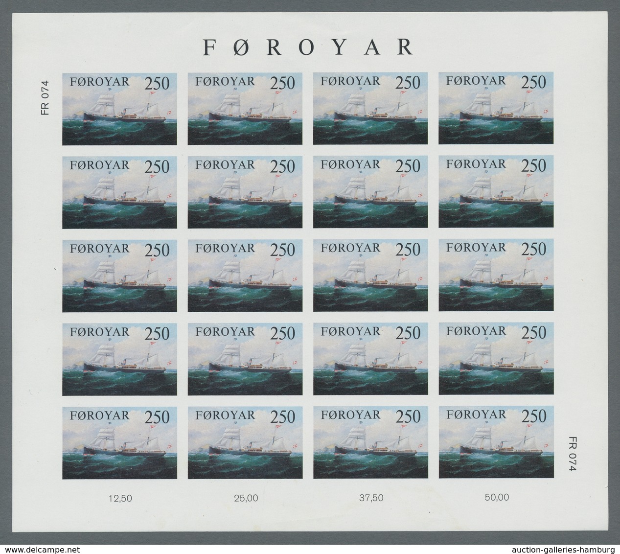 Dänemark - Färöer: 1983, "steamships Imperforated" Each As Mint Miniature Sheet Of 20 Values In Perf - Faroe Islands