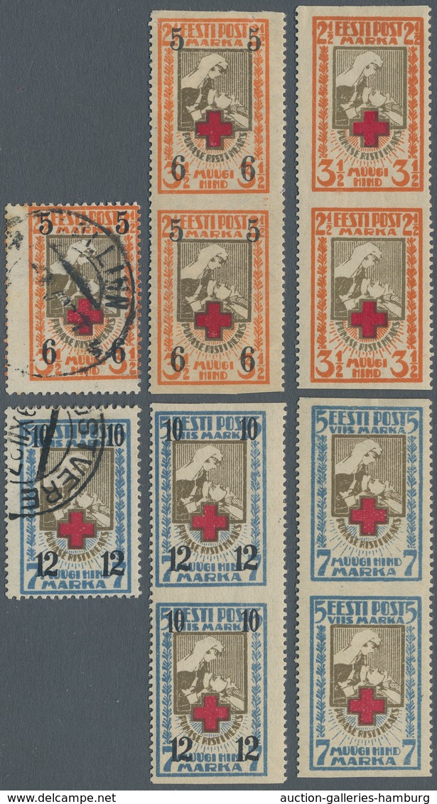 Estland: 1921 - 1924, Red-cross 2 1/2 Sts / 3 1/2 Sts And 5 Sts / 7 Sts And Overprint Issue, Each In - Estland