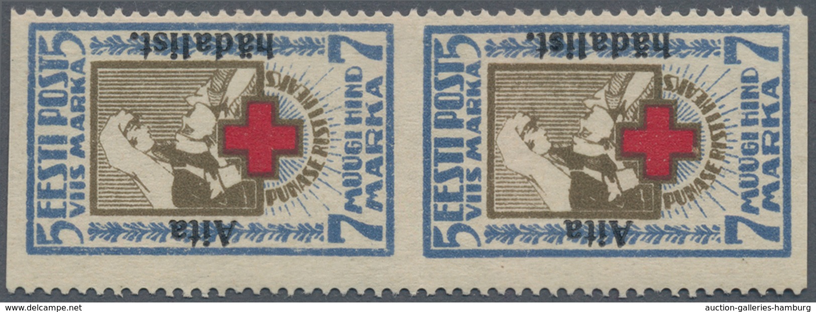 Estland: 1923, Aita Haedalist 5 St, In Vertical Pair "horizontal Imperforated", Unused With Fold Res - Estonie