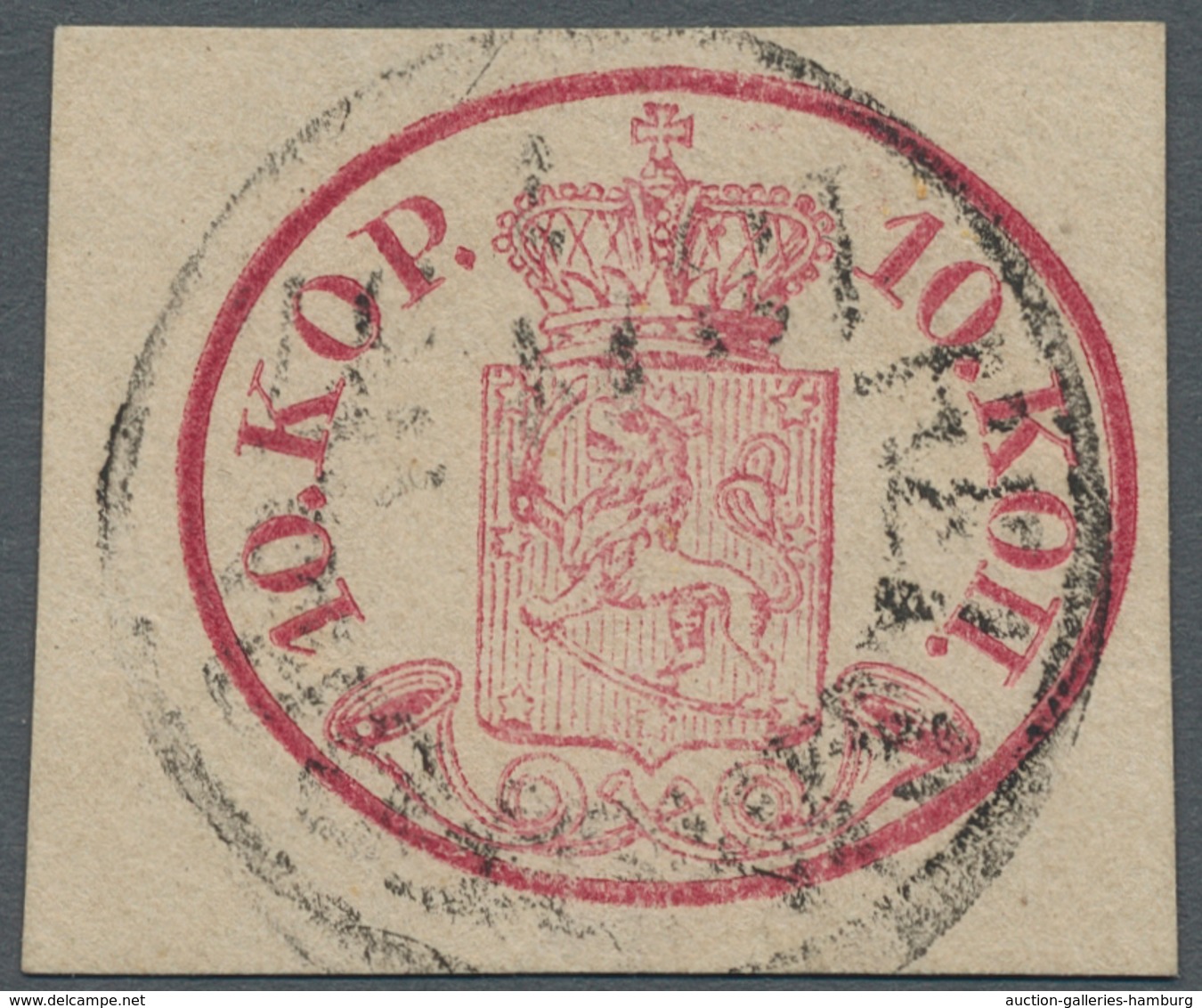 Finnland: 1856, "10 Kop. Karmin", In Fresh Colour With All Sides Full/wide Margins And Central HELSI - Usados