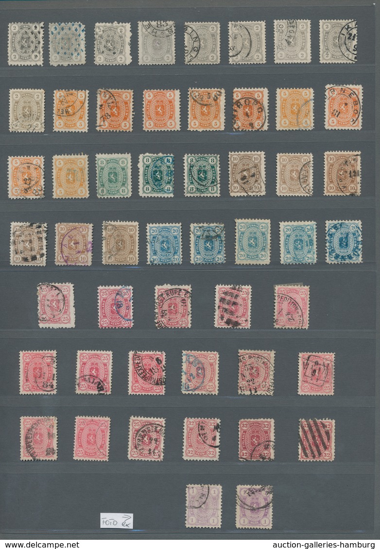 Finnland: 1875-82, 51 Stamped Values In Mainly Very Good Condition With Colors And Perforation A And - Usados