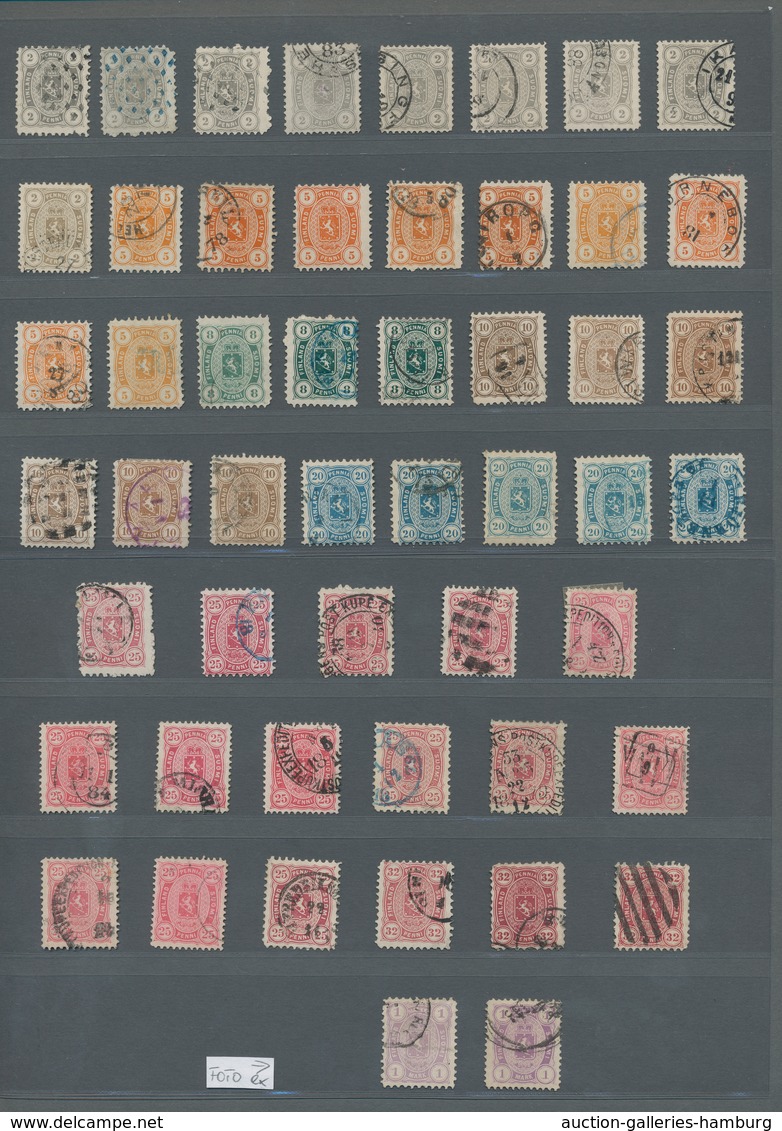 Finnland: 1875-82, 51 Stamped Values In Mainly Very Good Condition With Colors And Perforation A And - Oblitérés