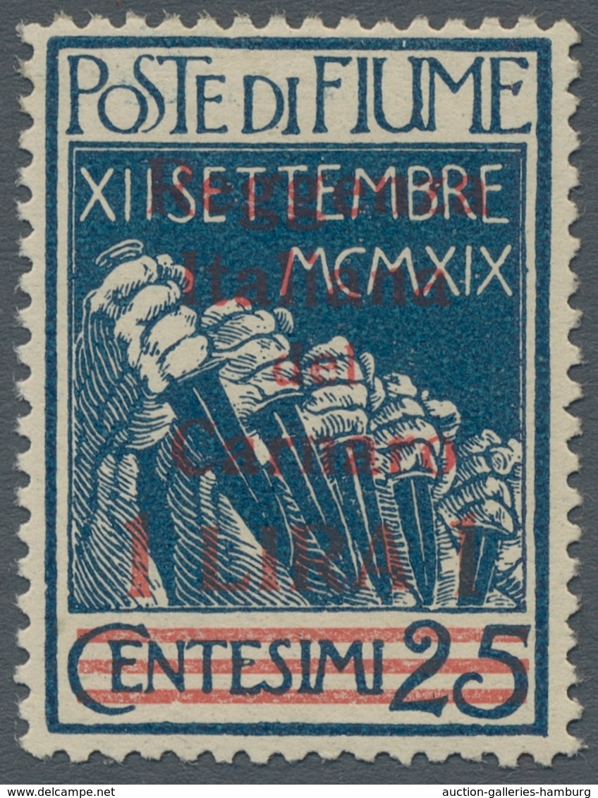 Fiume - Besetzung Der Carnaro-Inseln: 1920, "1 L. On 25 C. Blue", Mint Hinged, Very Fresh And Fine, - Fiume