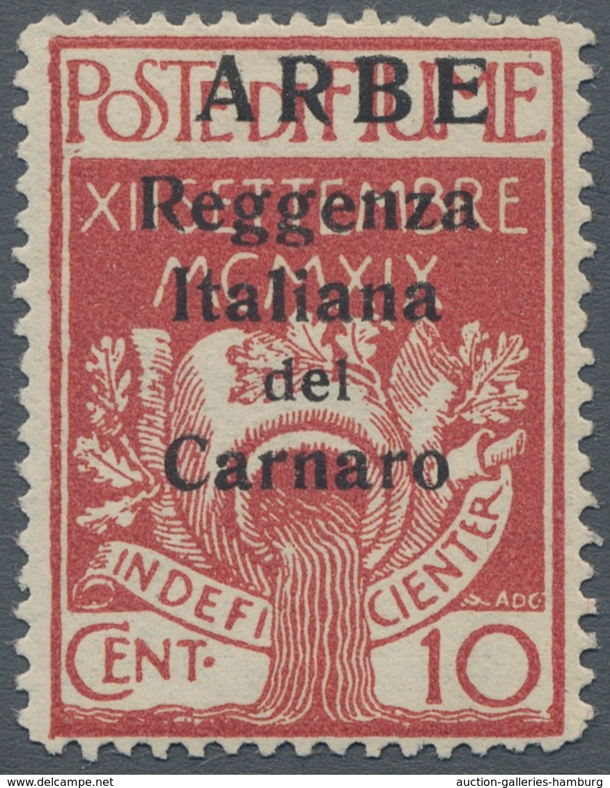 Fiume - Besetzung Der Carnaro-Inseln: 1920, "10 And 20 C. ARBE", Mint Hinged, Very Fresh And Fine, M - Fiume