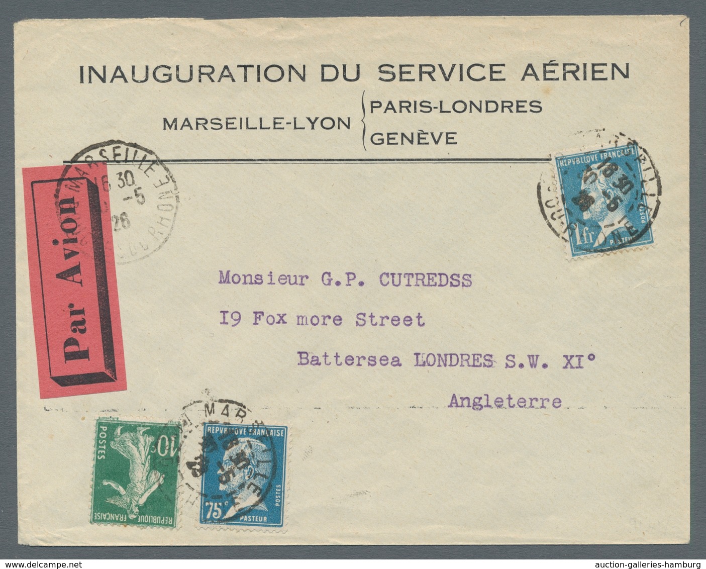 Frankreich: 1926-1946, Three Interesting Covers From France: First Flight Marseille-Lyon-Paris-Londo - Sonstige & Ohne Zuordnung